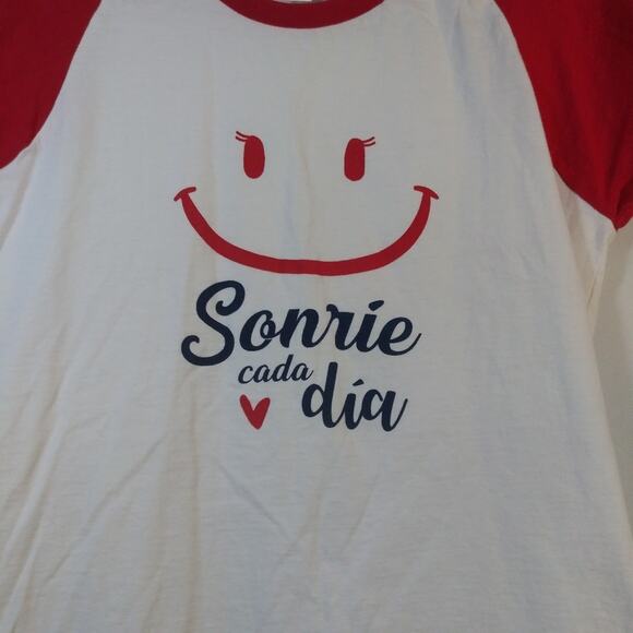 Sydney White Red Sonrie Cada Ria Short Sleeve Crew Neck Size Small - Picture 3 of 8